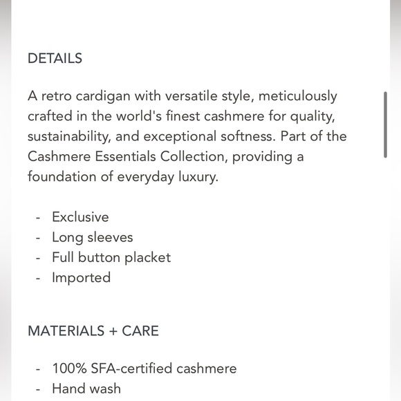 Garnet Hill Cashmere Essential Cardigan - Picture 4 of 6